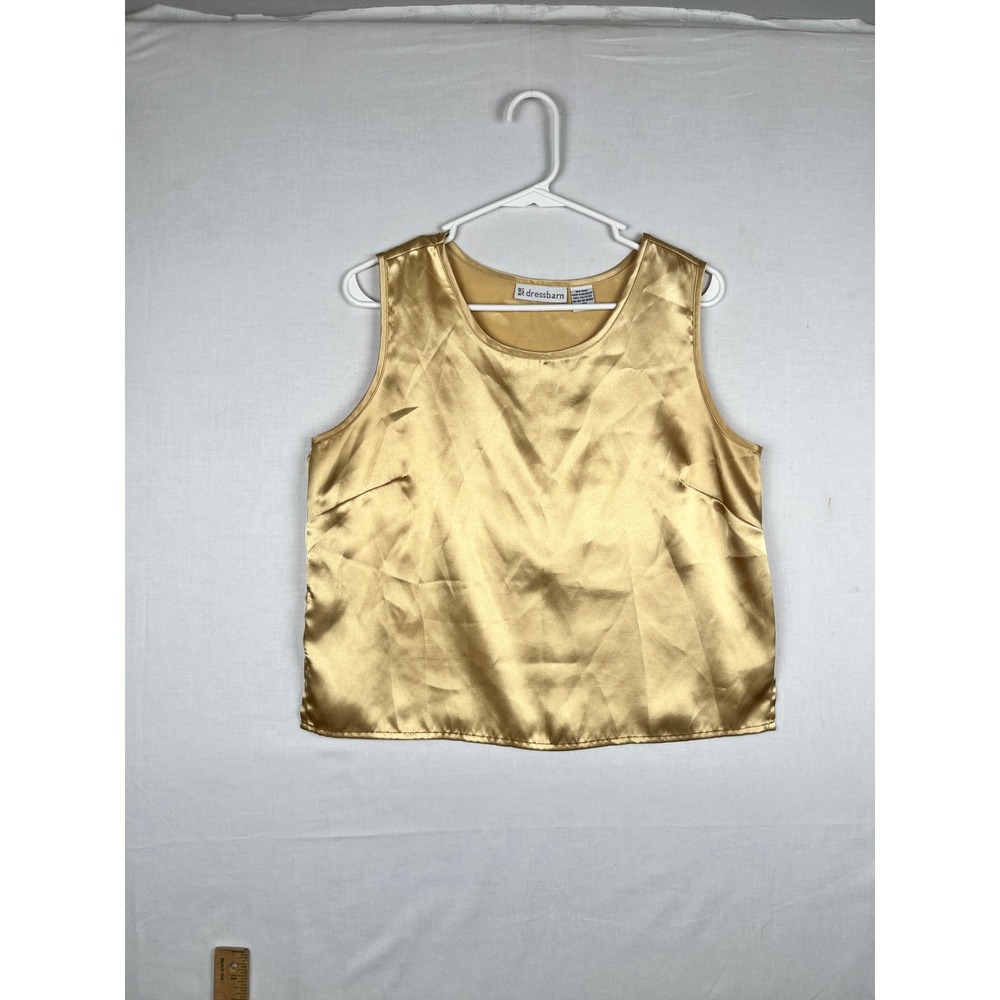 Dressbarn Sleeveless Satin‎ Tank Top Women Medium Gold Blouse 905033